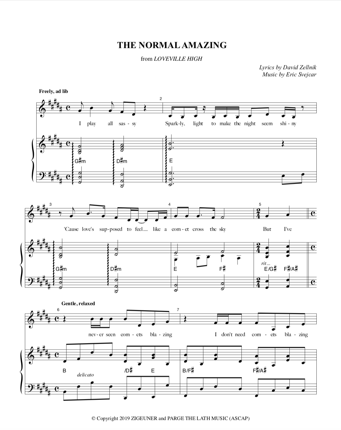 Sheet Music — LOVEVILLE HIGH